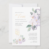 Watercolor Champagne & Floral Bridal Brunch Bubbly Einladung (Vorderseite)