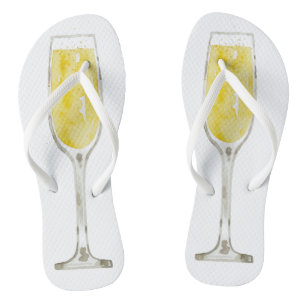 Watercolor Champagne Flutes Badesandalen