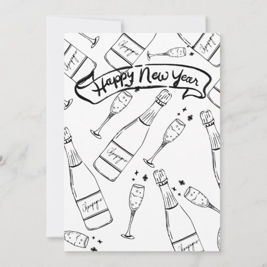 Watercolor Champagne New Year's Eve Party  Einladung (Rückseite)