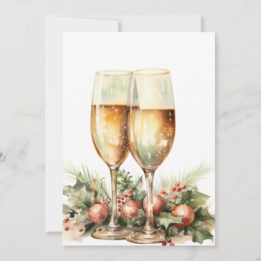 Watercolor Champagne New Year's Eve Party Einladung (Rückseite)