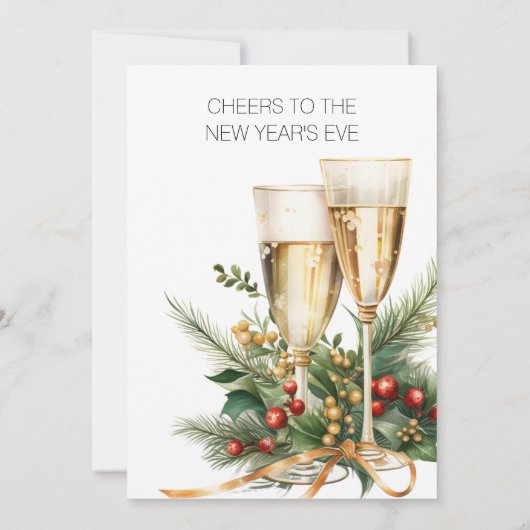 Watercolor Champagne New Year's Eve Party Einladung (Rückseite)