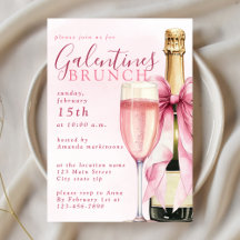 Watercolor Champagner Galentines Brunch mit rosafa