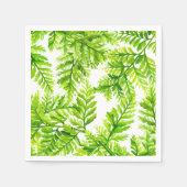 Watercolor Chartreuse Green Ferns Muster Hochzeit Serviette (Vorderseite)