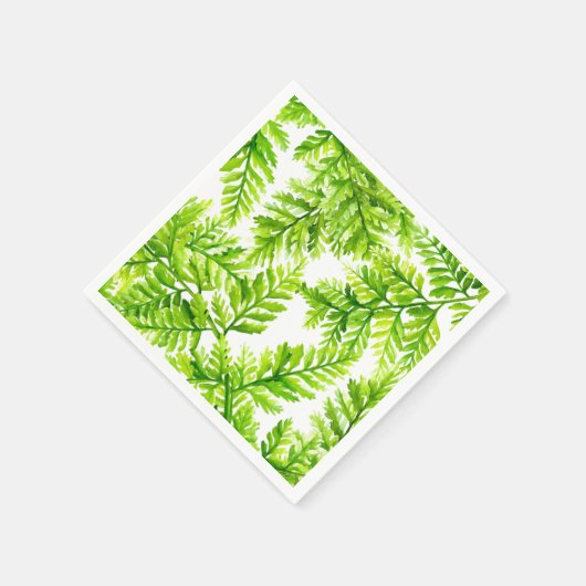 Watercolor Chartreuse Green Ferns Muster Hochzeit Serviette (Ecke)