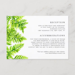 Watercolor Chartreuse Green Ferns Wedding Details Begleitkarte