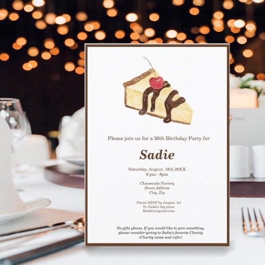 Watercolor Cheesecake Elegante Einladung