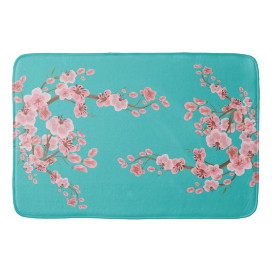 Watercolor Cherry Blossom Badematte (Vorderseite)