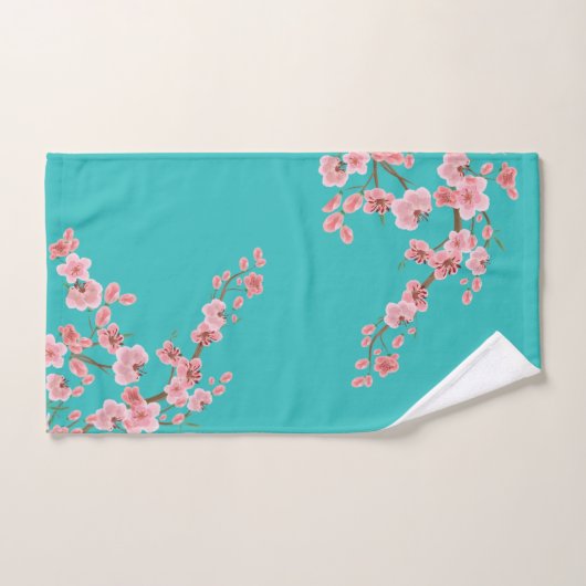 Watercolor Cherry Blossom Bath Towel Set (Handtuch)