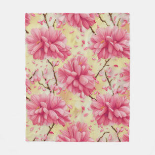 "Watercolor Cherry Blossom Blumenmuster" Beschreib Fleecedecke