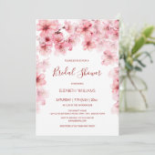  Watercolor Cherry Blossom Bridal Shower Einladung (Stehend Vorderseite)