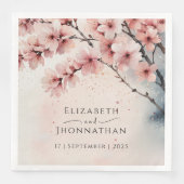 Watercolor Cherry Blossom Chic Hochzeitsfeier Serviette (Vorderseite)