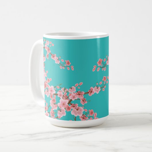 Watercolor Cherry Blossom Coffee Mug Kaffeetasse (Vorderseite Links)