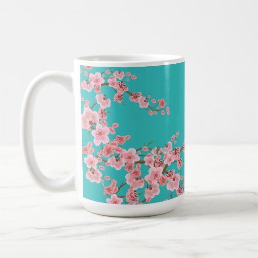 Watercolor Cherry Blossom Coffee Mug Kaffeetasse (Links)