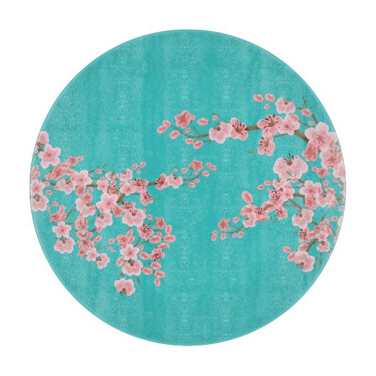 Watercolor Cherry Blossom Cutting Board Schneidebrett (Vorderseite)
