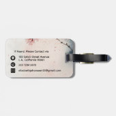 Watercolor Cherry Blossom Floral Girl Name Gepäckanhänger (Rückseite horizontal)