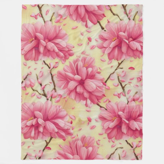 "Watercolor Cherry Blossom Floral Pattern" Fleecedecke (Vorderseite)