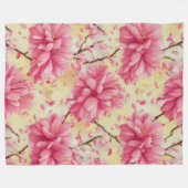 "Watercolor Cherry Blossom Floral Pattern" Fleecedecke (Vorderseite (Horizontal))