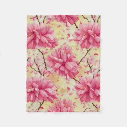 "Watercolor Cherry Blossom Floral Pattern" Fleecedecke (Vorderseite)