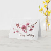 Watercolor Cherry blossom Happy Birthday Karte (Gelbe Blume)