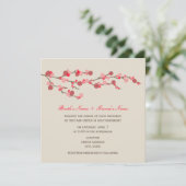 Watercolor Cherry Blossom Hochzeit Einladung (Stehend Vorderseite)