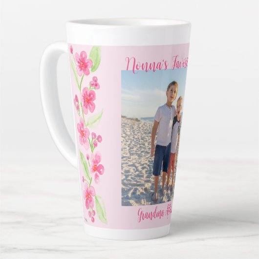 Watercolor Cherry Blossom NONNA Photo PERSONALIZE Milchtasse (Linke Ecke)