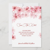 Watercolor Cherry Blossom Photo Wedding Save The Date (Rückseite)