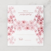 Watercolor Cherry Blossom Pink White Wedding Platzkarte (Außenseite Aufgefaltet)