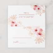 Watercolor Cherry Blossom Pink White Wedding Platzkarte (Außenseite Aufgefaltet)