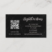 Watercolor Cherry Blossom Schwarzer Marmor | Qr Co Visitenkarte (Rückseite)