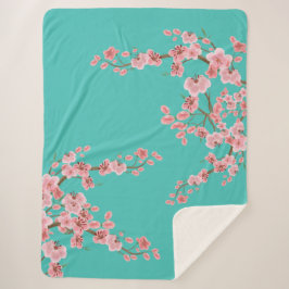 Watercolor Cherry Blossom Sherpa Blanket Sherpadecke