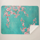 Watercolor Cherry Blossom Sherpa Blanket Sherpadecke (Vorderseite (Horizontal))