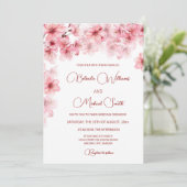 Watercolor Cherry Blossom Wedding Einladung (Stehend Vorderseite)