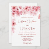 Watercolor Cherry Blossom Wedding Einladung (Vorne/Hinten)