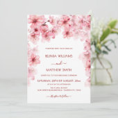  Watercolor Cherry Blossom Wedding Einladung (Stehend Vorderseite)
