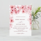  Watercolor Cherry Blossom Wedding Einladung (Stehend Vorderseite)