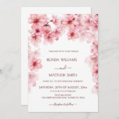  Watercolor Cherry Blossom Wedding Einladung (Vorne/Hinten)