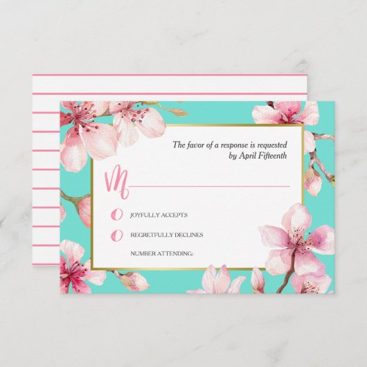Watercolor Cherry Blossom Wedding RSVP (Vorne/Hinten)