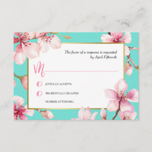Watercolor Cherry Blossom Wedding RSVP Karte