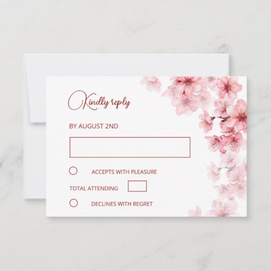 Watercolor Cherry Blossom  Wedding RSVP Karte (Vorderseite)