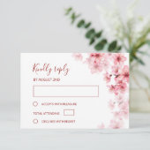 Watercolor Cherry Blossom Wedding RSVP Karte (Stehend Vorderseite)