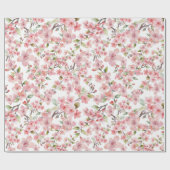 Watercolor Cherry Blossom Wrapping Paper Geschenkpapier (Flach)