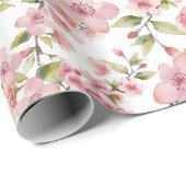 Watercolor Cherry Blossom Wrapping Paper Geschenkpapier (Rolleneckpunkt)