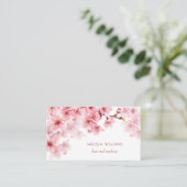 Watercolor Cherry Blossoms Pink Floral Visitenkarte (Stehend Vorderseite)
