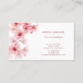 Watercolor Cherry Blossoms Pink Floral Visitenkarte (Rückseite)