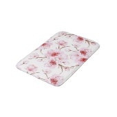  Watercolor Cherry Blossoms Pink White Badematte (Schrägansicht)