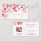 Watercolor Cherry Blossoms QR Code Visitenkarte (Vorne/Hinten)