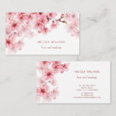Watercolor Cherry Blossoms QR Code Visitenkarte (Vorne/Hinten)
