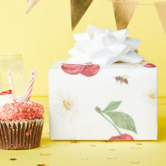 Watercolor Cherry Pattern Wrapping Paper Geschenkpapier