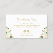 Watercolor Chic Floral Gold Hochzeitsplaner Visitenkarte (Rückseite)