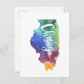 Watercolor Chicago Postkarte (Vorne/Hinten)